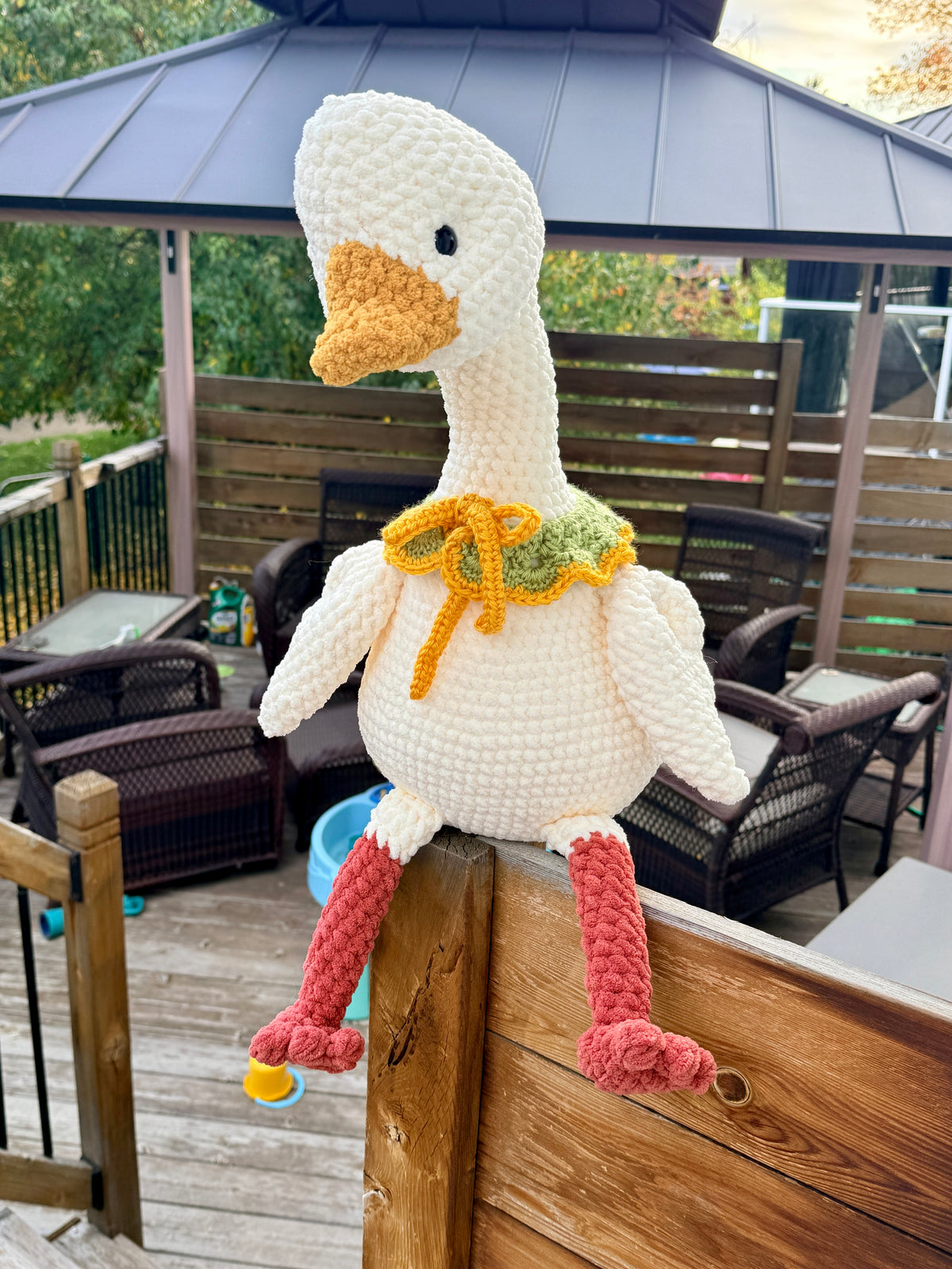 handmade crochet stuffed goose plushie