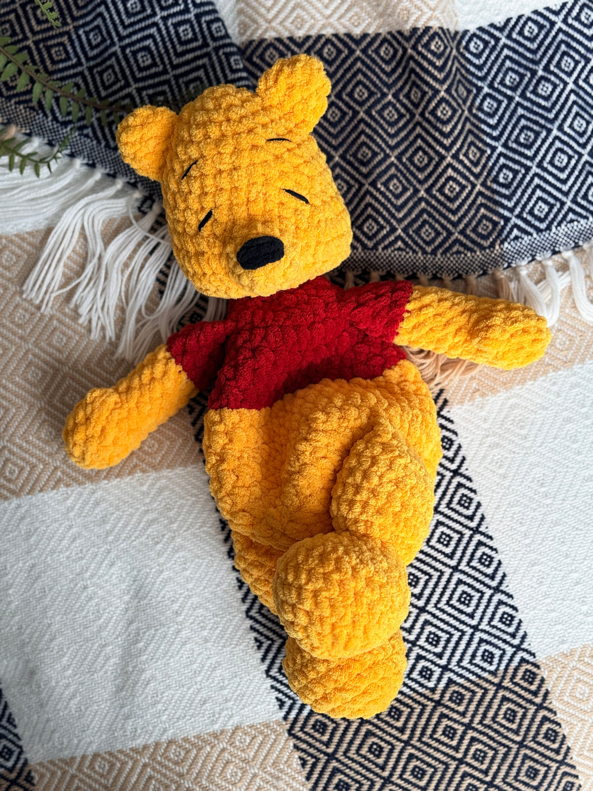 handmade pooh bear crochet snugger