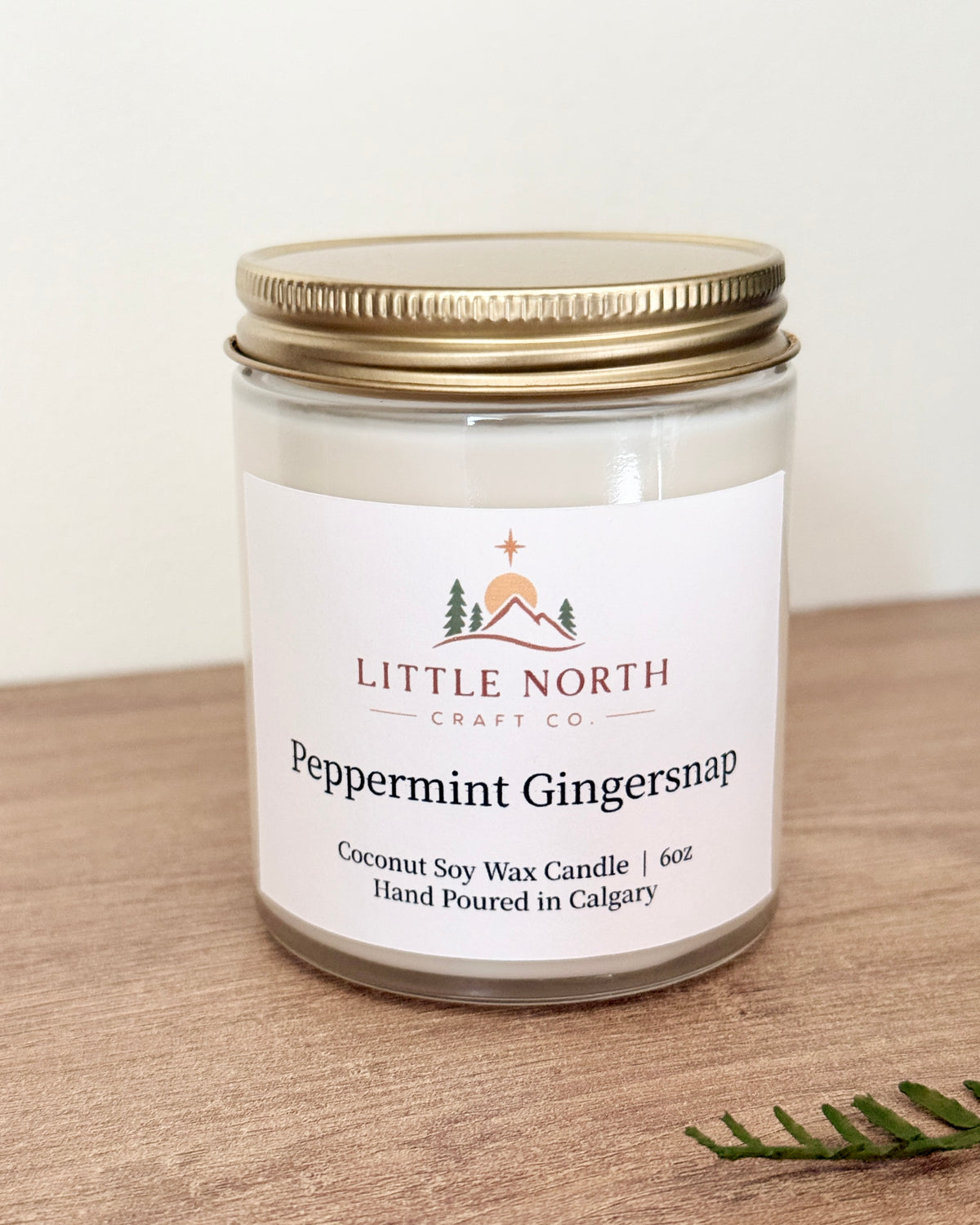 Peppermint Gingersnap coconut soy wax candle, 6oz, hand-poured 