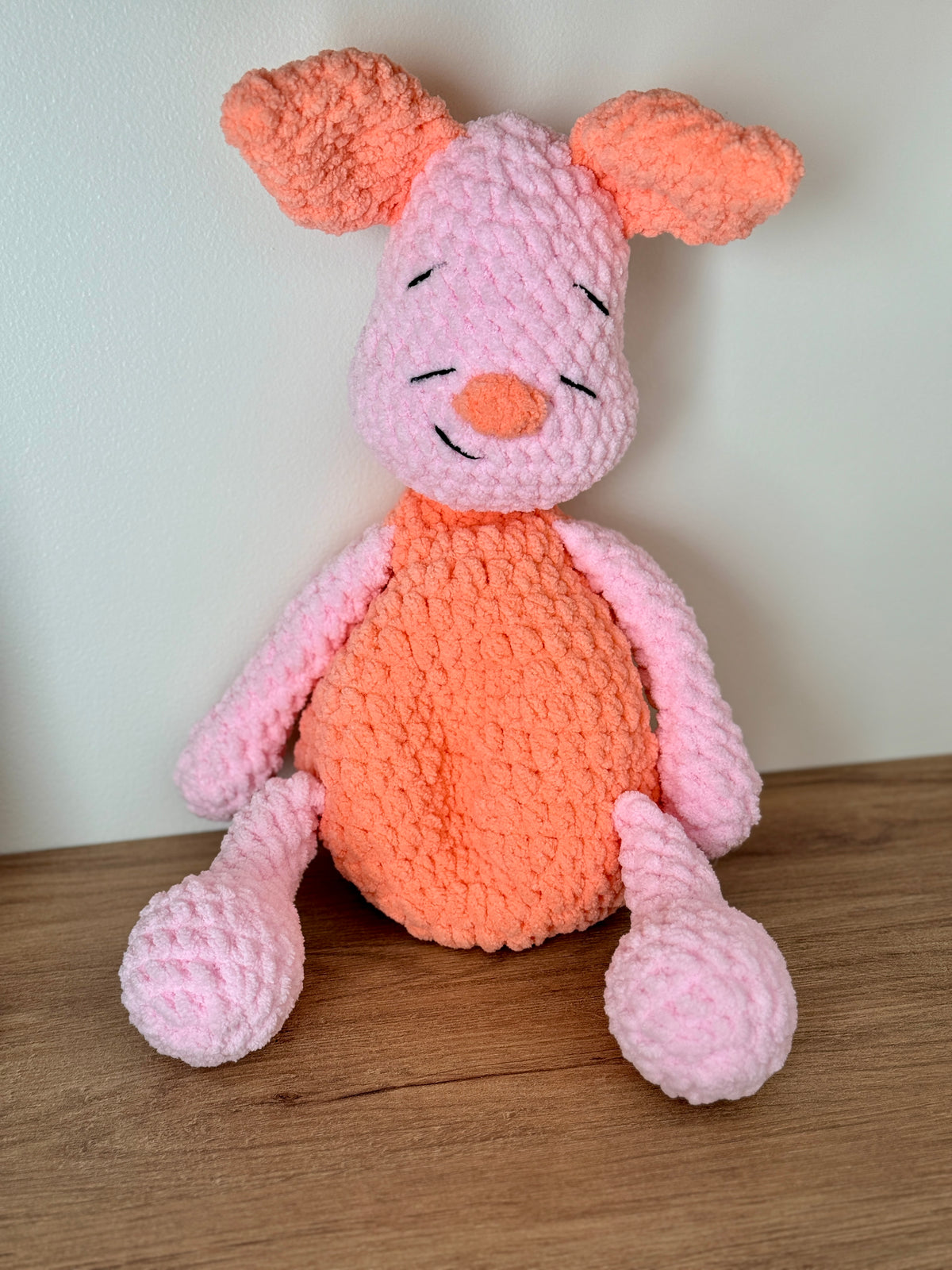 handmade piglet crochet snuggler