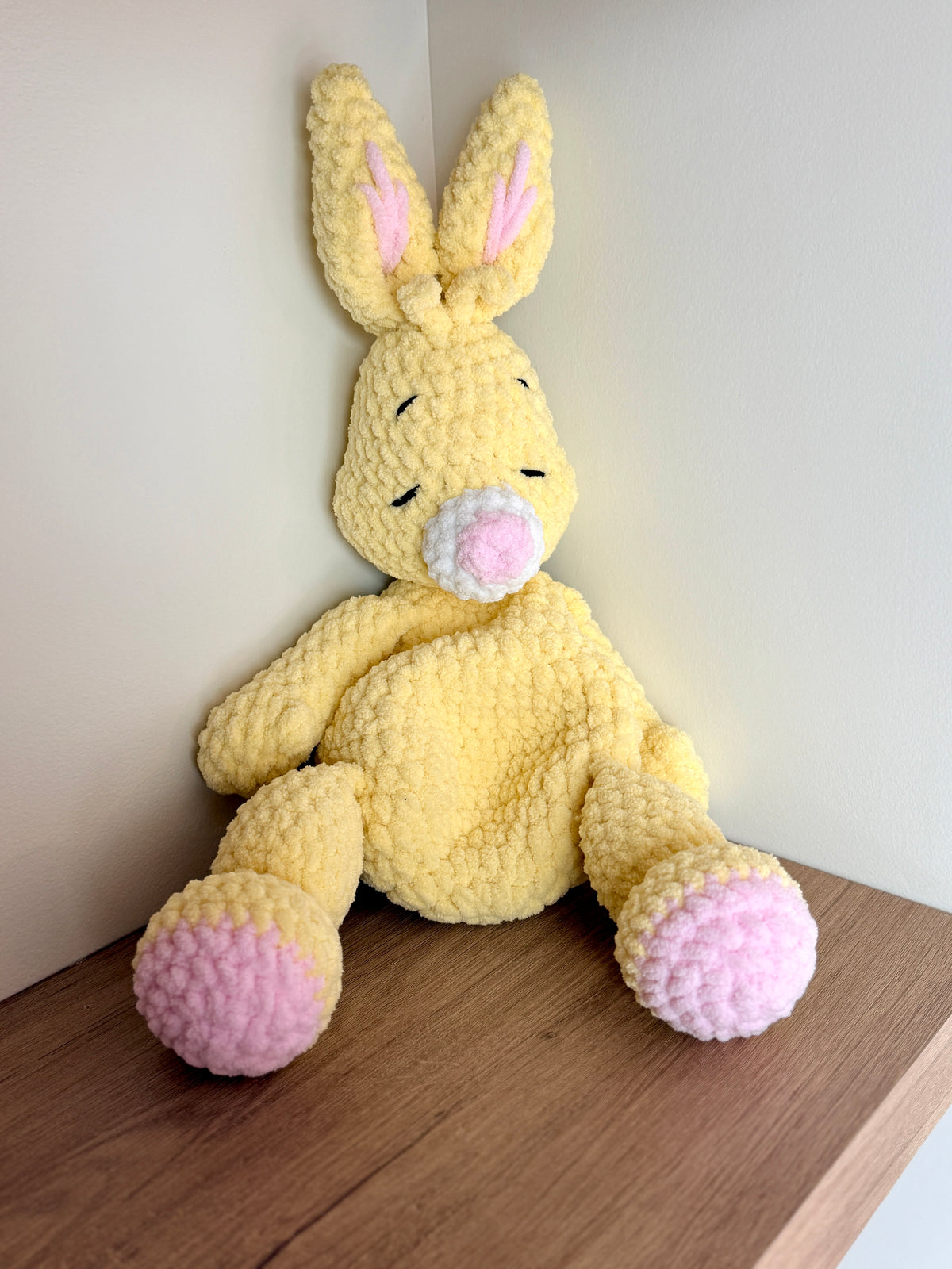 handmade rabbit crochet snuggler