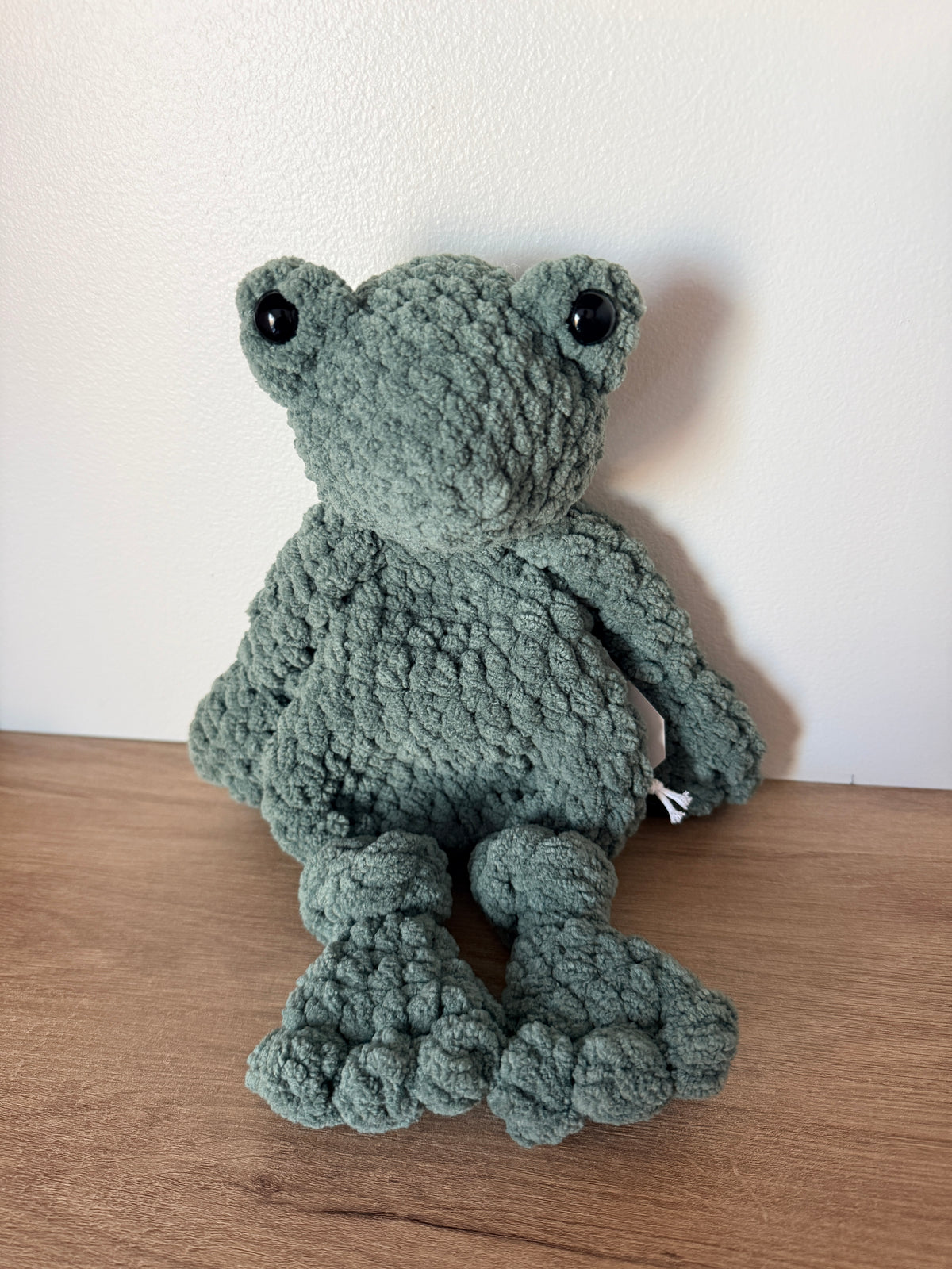 handmade frog crochet snuggler