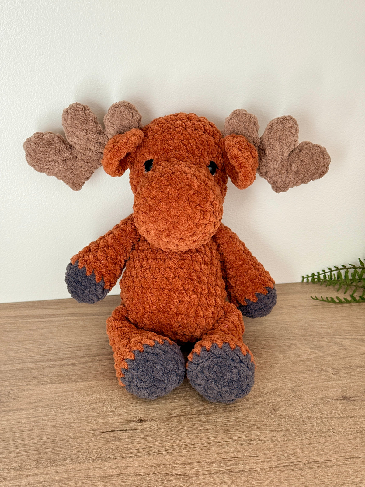 handmade crochet stuffed moose plushie